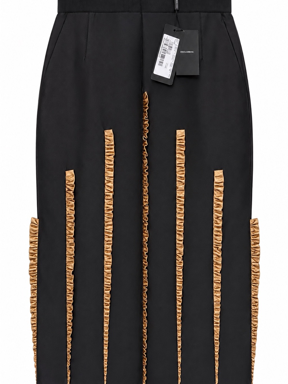 NWT Dolce & Gabbana 100% Silk Black Statement Skirt IT 40